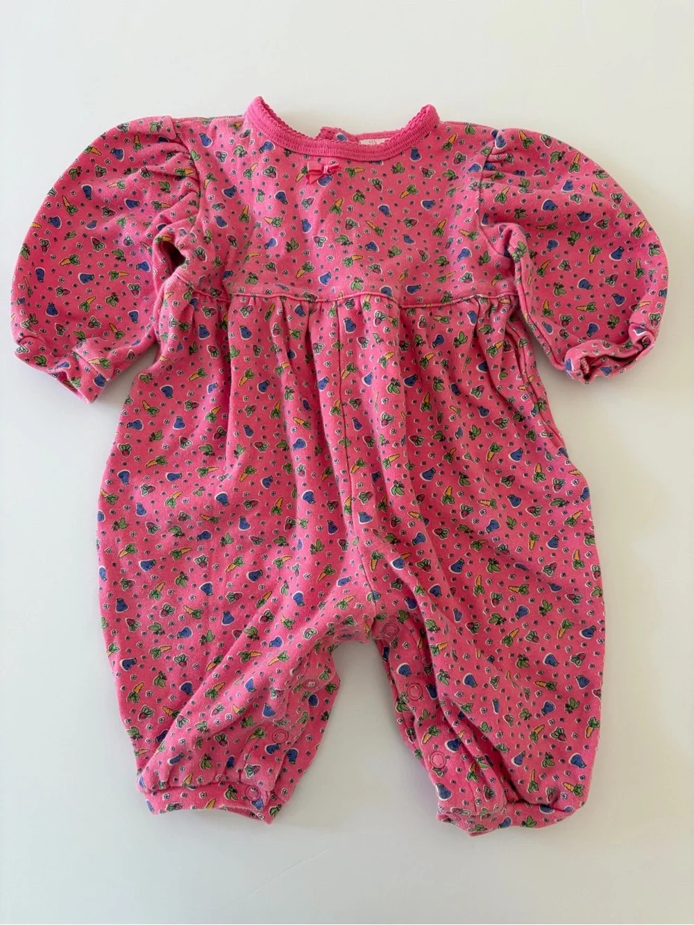 Vintage Carters Pink Garden Print Romper Baby Girl 9 Months 100% Cotton